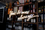 You & Me Always Custom LED neon sign. Cheap & Affordable sign for your wedding. Make your event pop, with this beautiful personalised light with a special meaning to you and your partner. Neonlightsigns is the place to shop for wedding neon sign.