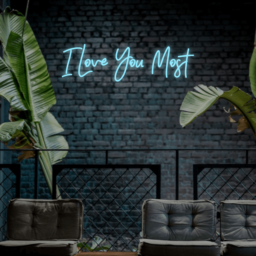 Light Blue I Love You The Most Wedding or Engagement LED Custom Neon Sign, Get it as a gift. Free Shipping Australia.
