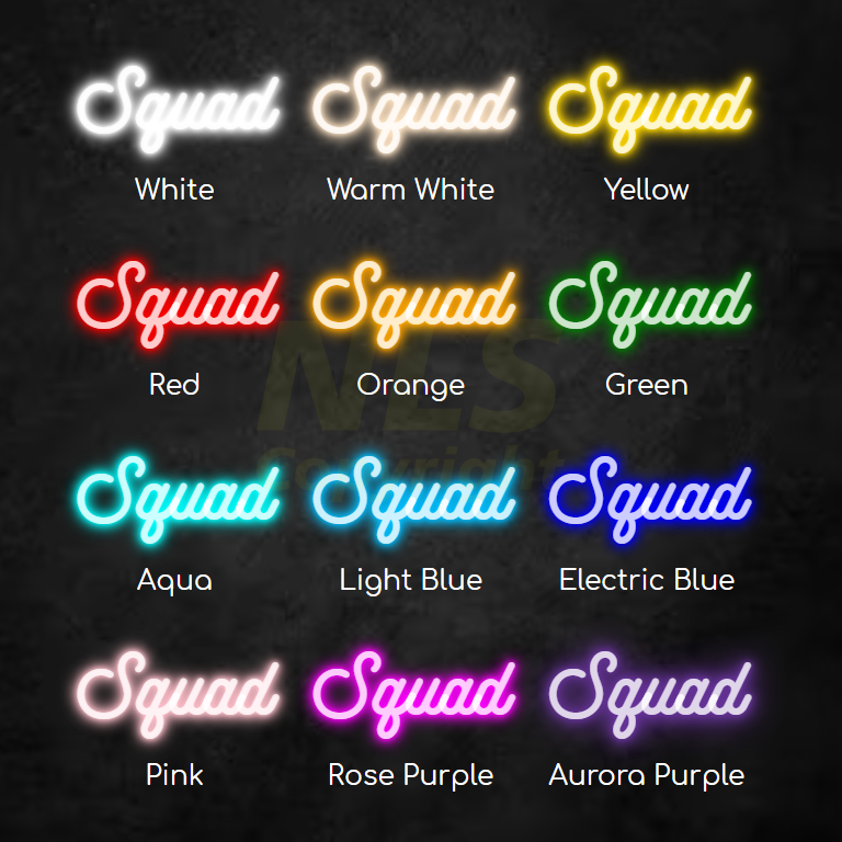 Squad (Type 2) - Custom Neon Sign (LED) Australia | NLS AU