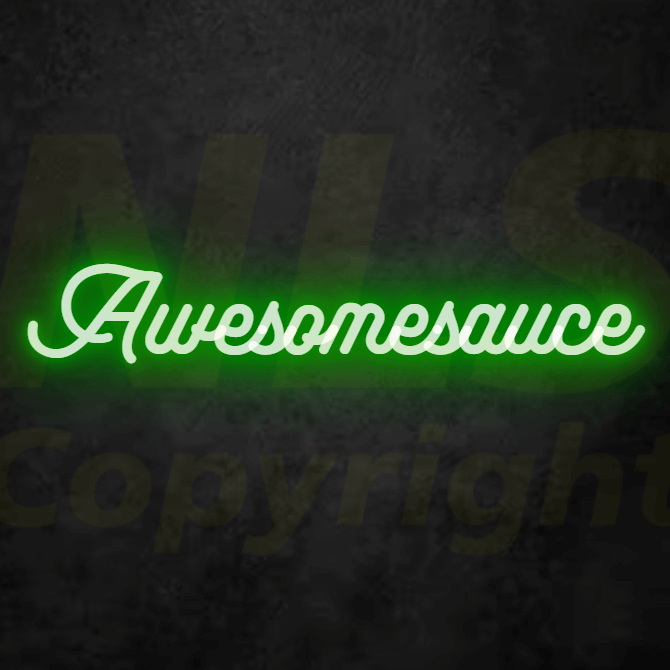 awesomesauce funny australian neon sign in green neon glow on a dark backdrop