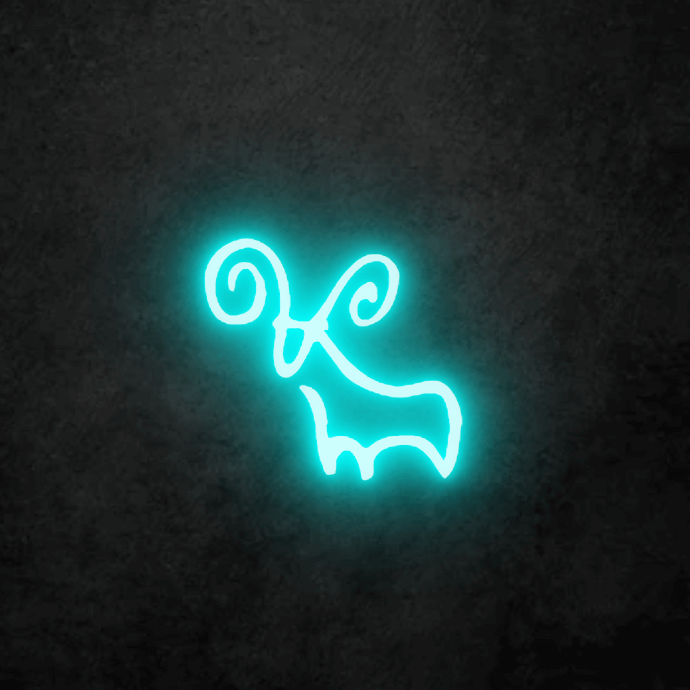 Aries Custom Neon Sign in Ice Blue LED, Custom Made To Order. Free Shipping within Australia.