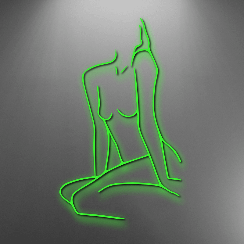 Line drawing femme body custom neon sign. Available white, warm white, light pink, red, baby blue, electric blue, apple green, bright orange, deep red and rose purple. Create a neon sign for bedroom or living room. Premium LED neon tubing with 7mm acrylic clear backing, cut to shape. Perfect wall light for your room or business or as a wedding neon light. Free delivery in Australia. Neonlightsigns create the best neon sign 2021 online & cheap to create your personalised custom neon.